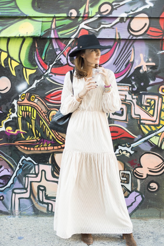 NYFW September 2015- Long dress with a hat!
